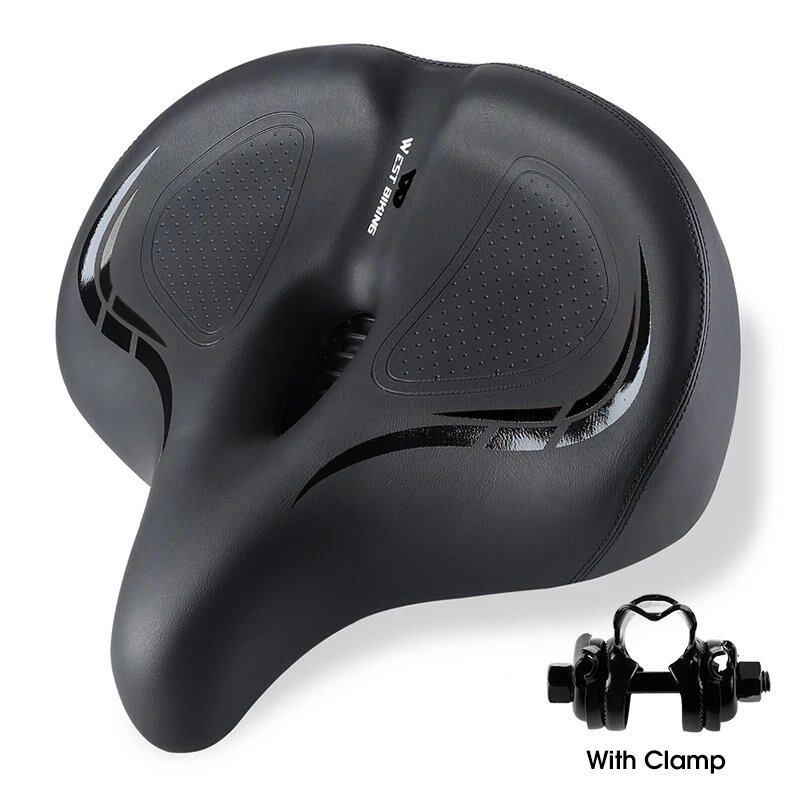 WEST BIKING Wide & Thick Bicycle Saddle, Soft Shock Absorption, Oversized Bike Cushion, Hollow Breathable, MTB Road Cycling Seat, Color: ; Ships from: Parallel Import