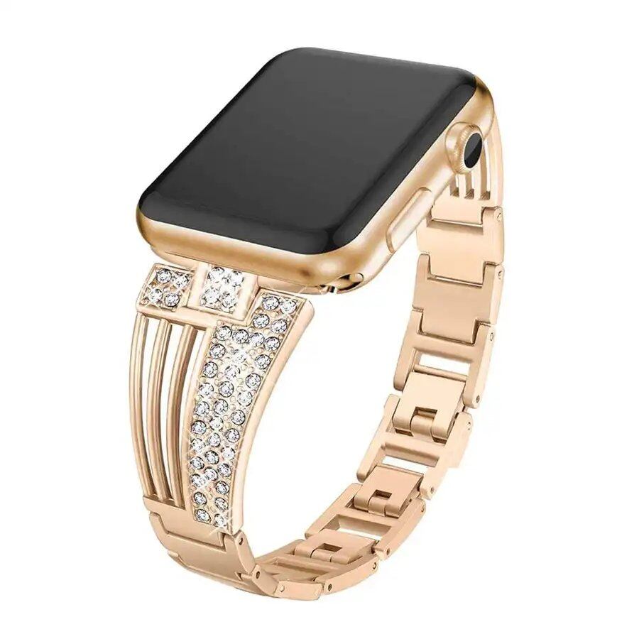 Diamond Strap for Apple Watch 40mm, 41mm, 38mm, 44mm, 42mm, 45mm, 49mm, Luxury Crystal Steel Band Compatible with iWatch Series 8, 7, 6, SE, 5, 3, Ultra, Band Color: Parallel Import