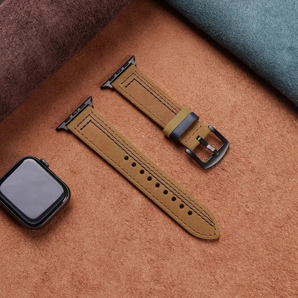 Apple Watch Leather Strap, Band, 46mm, 44mm, 45mm, 49mm, 41mm, 42mm, Accessories, Compatible with iWatch Series 5, 6, SE, 7, 8, Ultra, 9, 10, Band Color: mm, Parallel Import