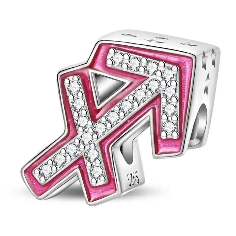 925 Sterling Silver Pink Zircon 12 Zodiac Sign Charm, Compatible with Pandora Original Bracelets, Jewelry Making, Gift for Women, Gem Color: PAC1498 - Parallel Import