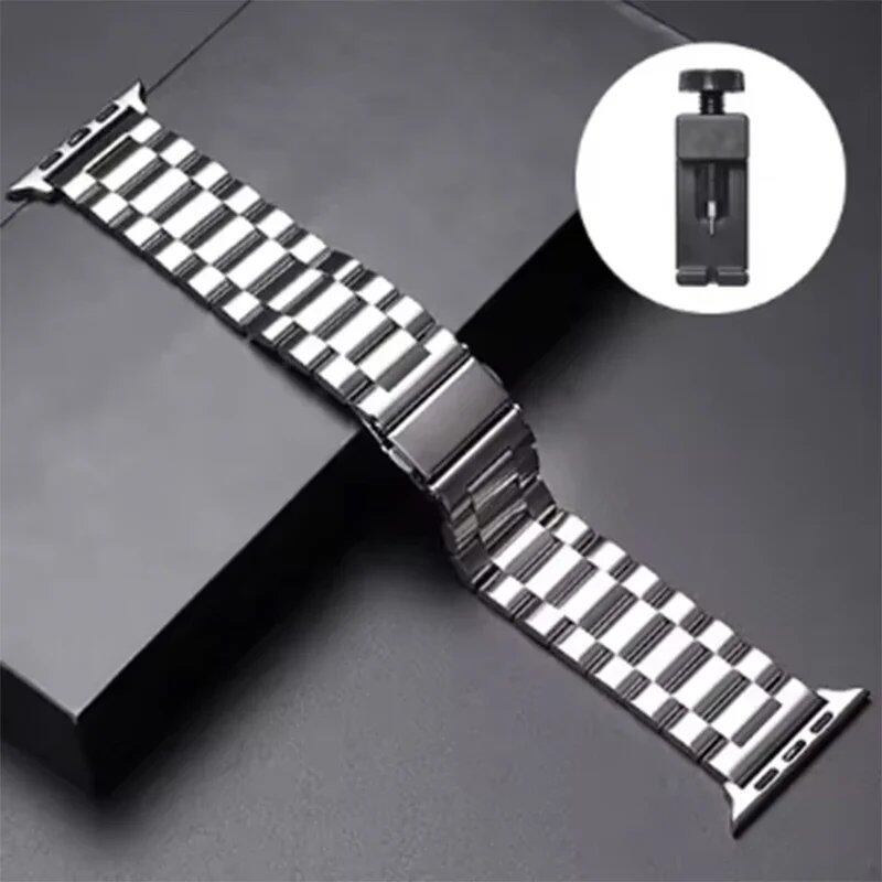Stainless steel metal band bracelet for Apple Watch Ultra 2/Series 10, 9, 8, 7, 6, 5, and 4 (38/40/41/42/44/45/46/49mm) Band Color: mm Parallel Import