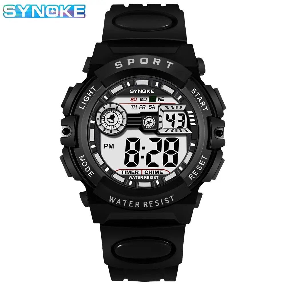 SYNOKE Men's Sports Digital Watch for Students, Waterproof, Shockproof, Drop-Resistant, Multifunctional, Luminous, Parallel Import