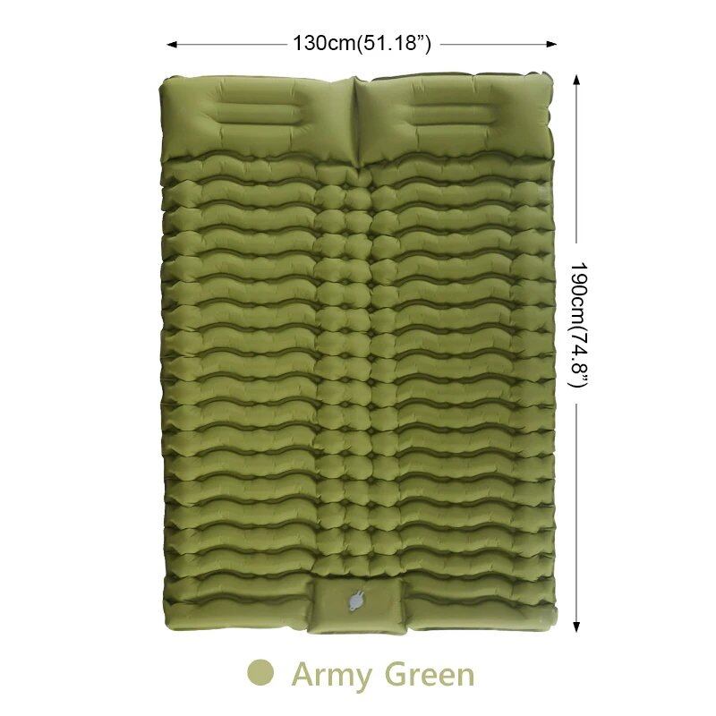 Double-Size Self-Inflating Camping Air Mattress - 2-Person with Pillow, Outdoor Bedding, Hiking, Travel Mattress, Color: Imported