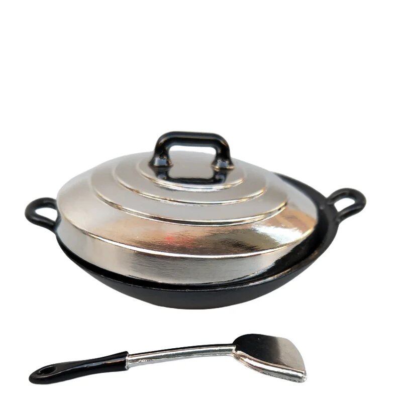 1/6 BJD Doll Accessories Kitchenware Mini Wok Cookware Doll Furniture Miniature Scene Decoration Compatible with Barbie, Licca, and Blythe Dolls (Parallel Import)