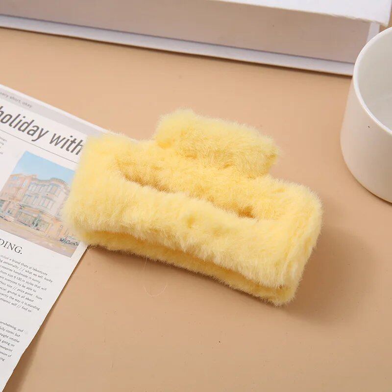 10.5cm Plush Square Hair Claw Clip, Korean Style Simple Multi-Grab Clip, Stylish Shark Clip, Hair Accessory for Women, Parallel Import