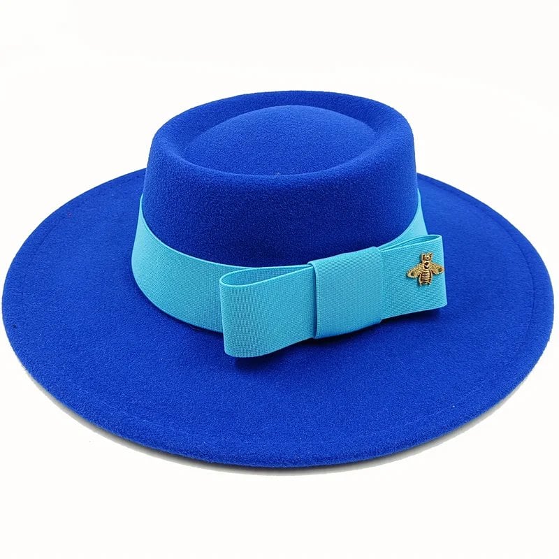 Winter Bowtie Fedora Hat with Textured Surface, Flat Top, and Elastic Band. Red. Men's and Women's Jazz Hat. Sizes: 56-58cm. Ships from: Parallel Import.