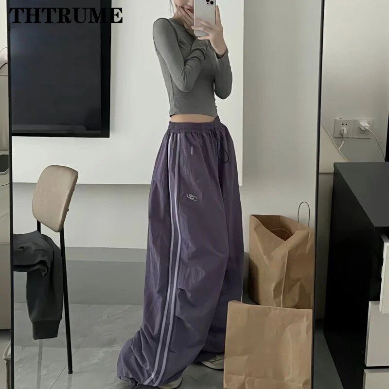 Y2K Vintage Women's Loose Pants, Oversized, Hip Hop, Drawstring, Pockets, Stylish Cargo Pants, Casual, Office Lady, Baggy, New, Size: Parallel Import