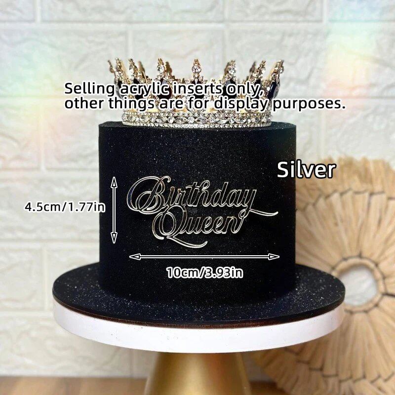 Set of 1, 3, or 5 Acrylic Birthday Queen Gold Cake Topper for Happy Birthday Party Side Cake Decorations. Size: Parallel Import.