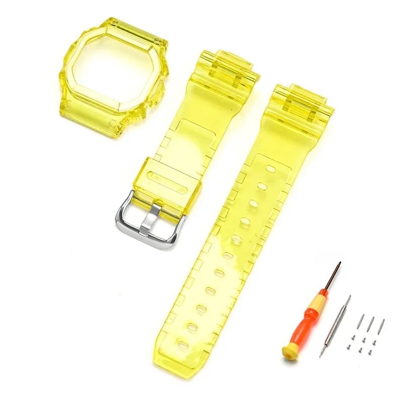 Transparent Rubber Silicone Protective Case Strap Watch Band Bracelet for Casio G-Shock DW-5600, DW-5000, GW-M5610, and GLX-5600, Band Color: 0 Series, Parallel Import