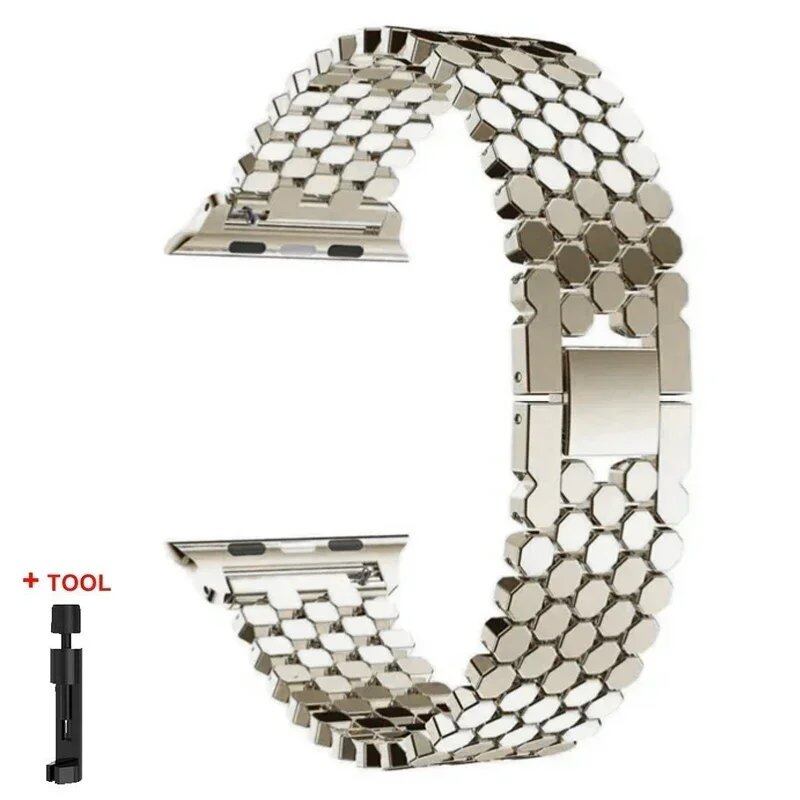 Stainless steel band for Apple Watch, 45mm, 42mm, 40mm, 41mm, 44mm, metal strap, compatible with iWatch Ultra 2/Series 9/8/7/6/SE/5, bracelet, band color: mm; Ships from: Parallel import