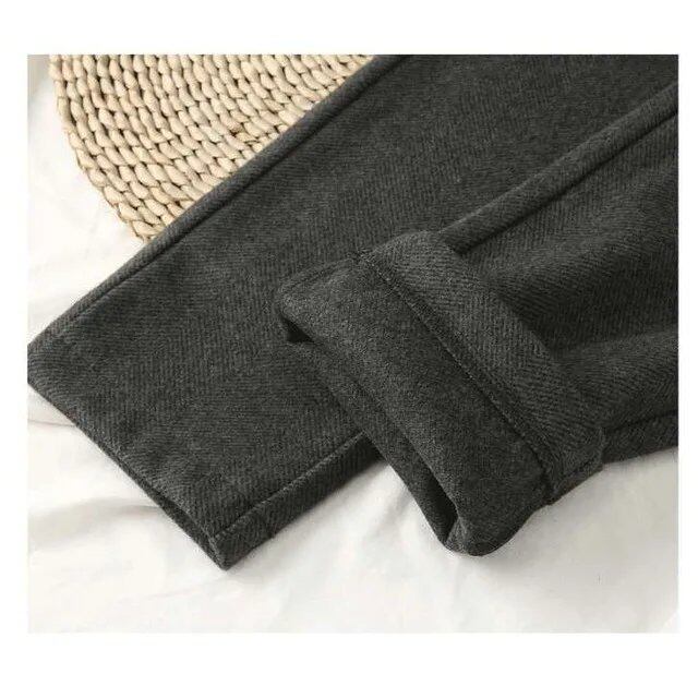 Women's Wool Harem Pencil Pants, Fall/Winter 2024, High-Waisted, Casual Suit Pants, Wide-Leg Pants for Office Ladies, Size: Parallel Import