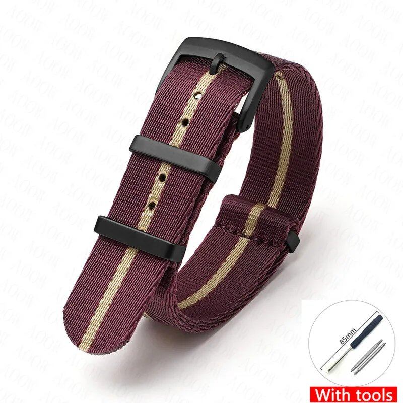 Nylon Strap for Omega Moonwatch, Speedmaster, and Seamaster 300 - Seiko 18mm, 20mm, 22mm, and 24mm Men's Sports Canvas Watch Bracelet, Band Color: mm, Parallel Import