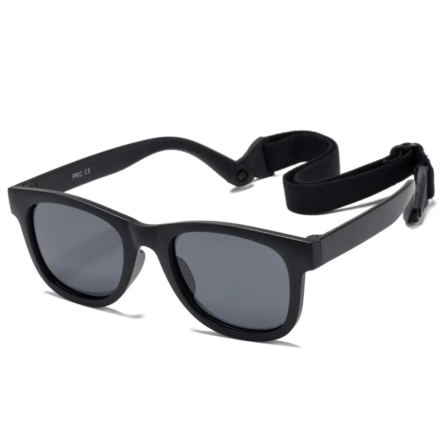 Flexible, polarized sunglasses for newborns (0-24 months) with straps, square silicone frame, mirrored finish, UV400 protection. Frame color: 0-24 months; Lens color: None. Parallel import.
