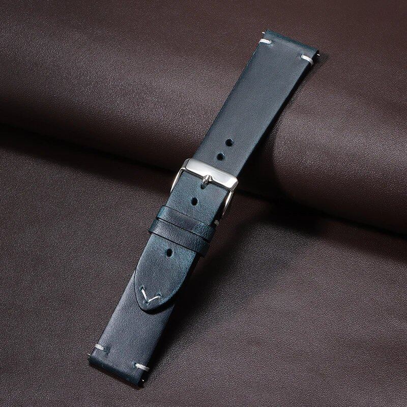 Retro Oil Wax Genuine Leather Quick Release Watch Band (Fits 18mm, 19mm, 20mm, 21mm, 22mm, and 24mm Watches) for Seiko and Rolex, Calfskin Strap, Band Color: mm, Parallel Import