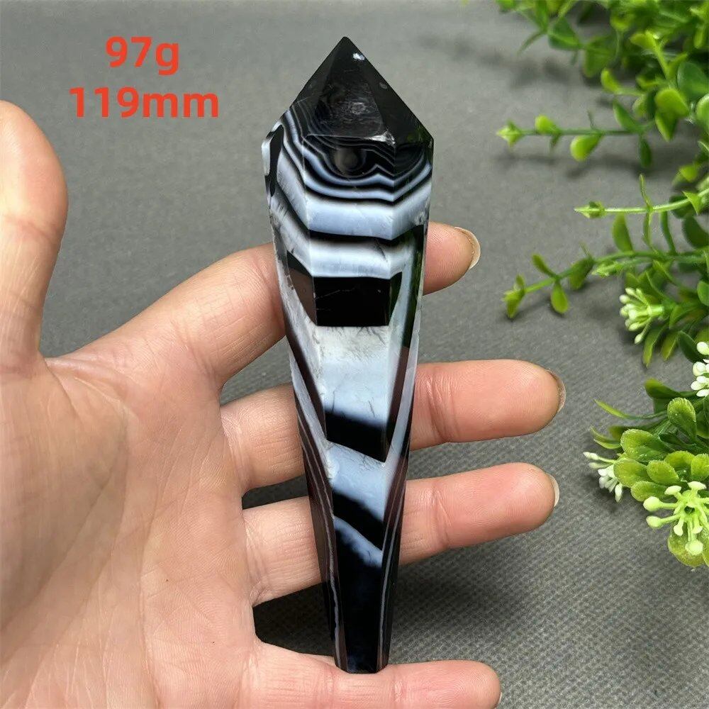 天然ブラックオニキスチップ セプター 超パワー レイキエネルギー チャクラ スピリチュアルヒーリング ウィザード ウィッチクラフト 瞑想 ホームデコレーション ギフト カラー: 並行輸入品