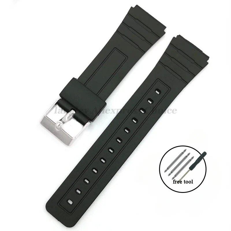 Silicone Bracelet Watch Strap for Casio, Compatible with 12/14/16/18/20/22mm Watches (W800H, SGW400, F91W, F84, F105/108, A158/168, AE1200/1300), Resin Strap, Band Color: mm, Parallel Import
