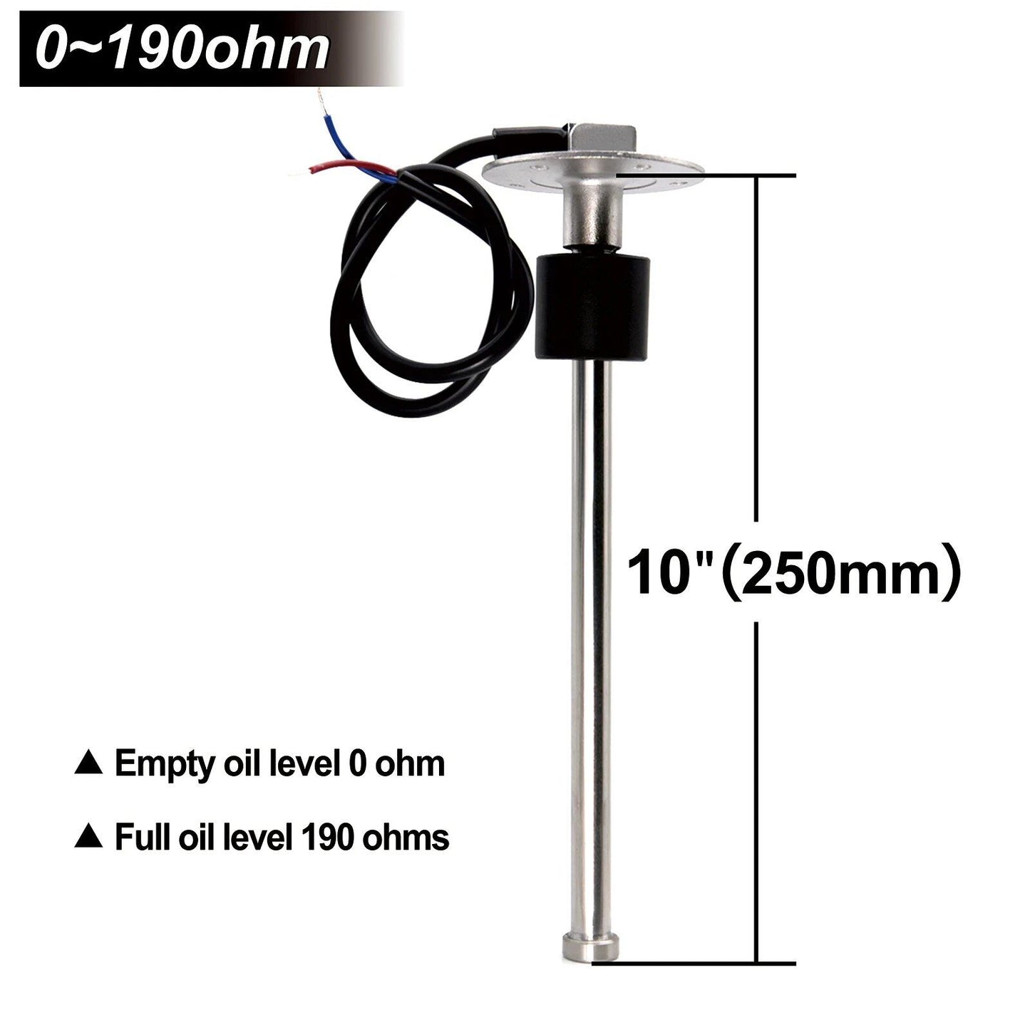 0-190 Ohm Stainless Steel Fuel Level Sensor/Water Level Sensor, A5, for Cars, Boats, and Water Tanks, Color: mm Sensor, Parallel Import