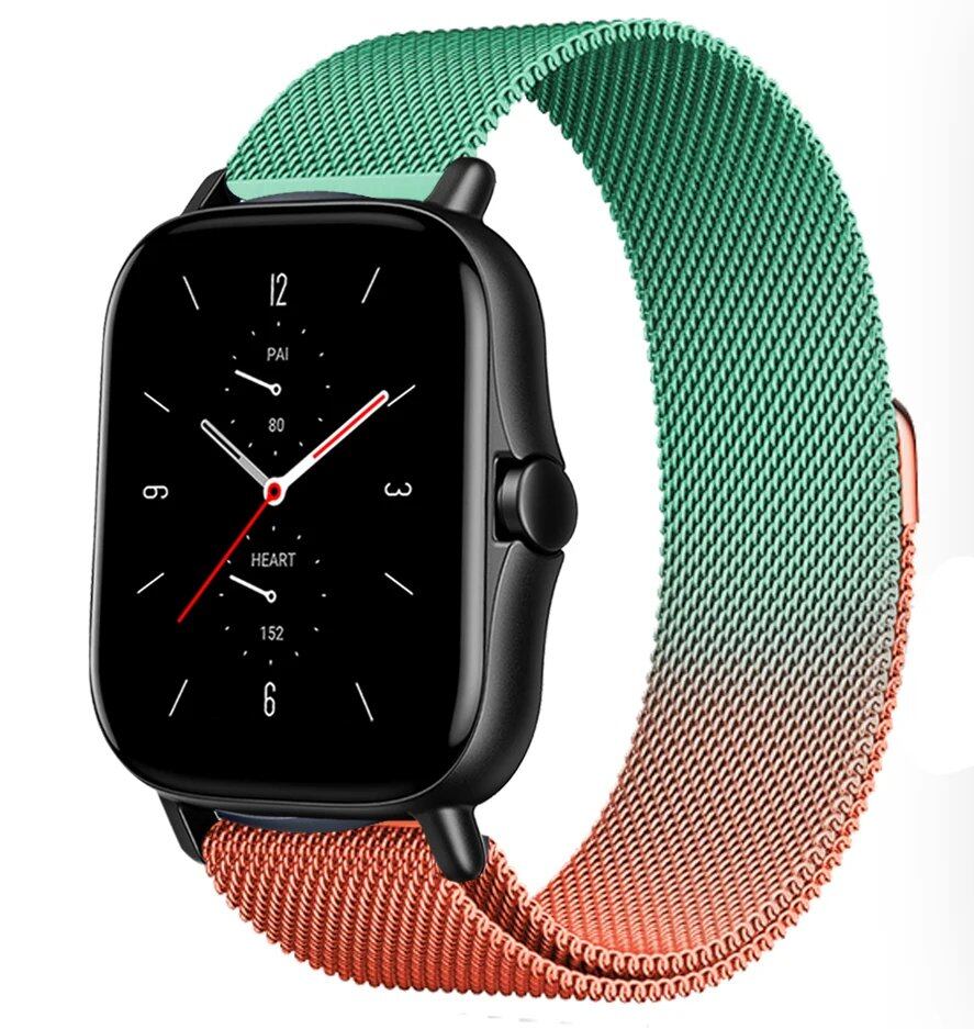 Magnetic Loop Mesh Smartwatch Band for Amazfit GTS/GTR/Bip 5 (Compatible with 20mm/22mm/47mm Watches) - Metal Mesh Strap, Band Color: mm; Ships from: Parallel Import