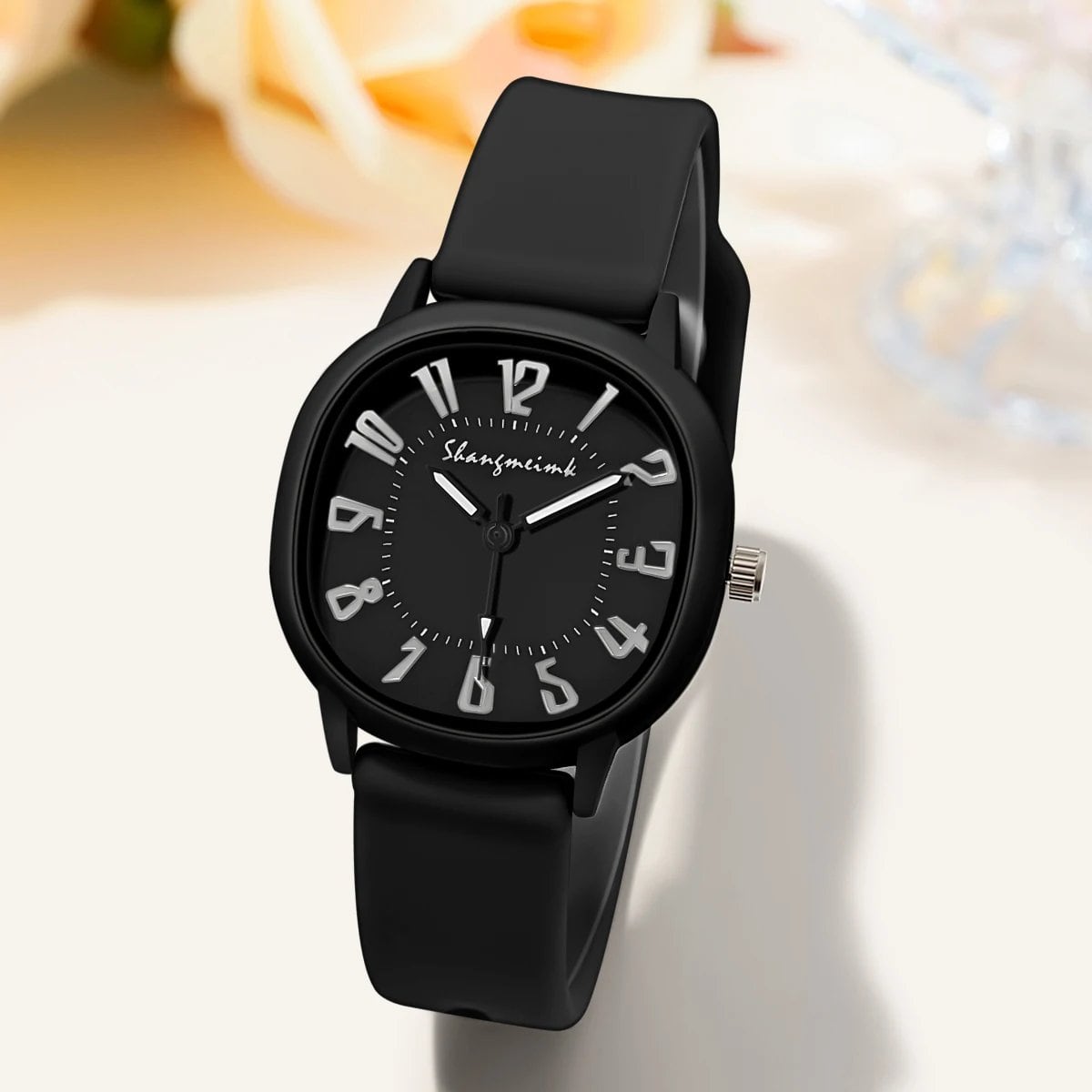Women's Fashion Watch with Silicone Strap, Quartz Watch, Gift, Color: Parallel Import