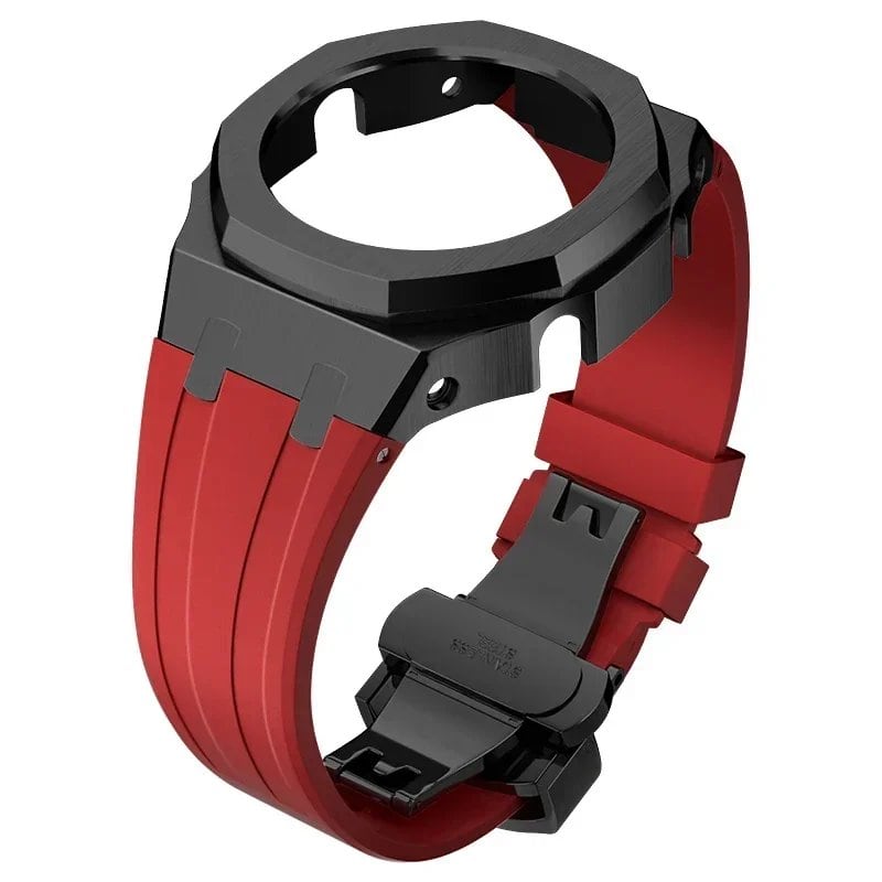 Casio Gen4 Metal Bezel Modification Kit for GA2100 with Stainless Steel Strap and Rubber Watch Case, Compatible with GEN4 GA2100/2110, Band Color: Parallel Import