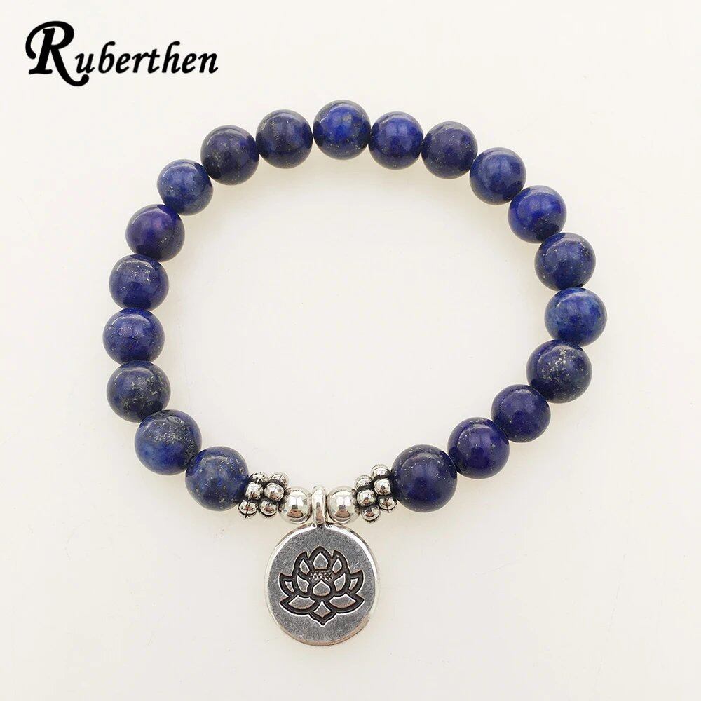 Lubertaine High-Quality Lapis Lazuli Bracelet with Natural Stone Beads, Men's Throat Chakra Charm, Spiritual Gift for Men, Parallel Import