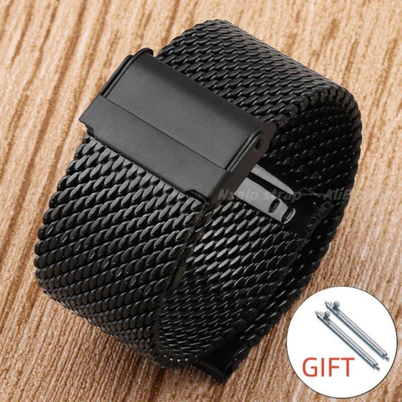1.0mm Mesh Milanese Watch Band DW for Omega and Seiko, Quick Release Stainless Steel Bracelet, 18mm, 20mm, 22mm, 24mm, Band Color: mm, Parallel Import