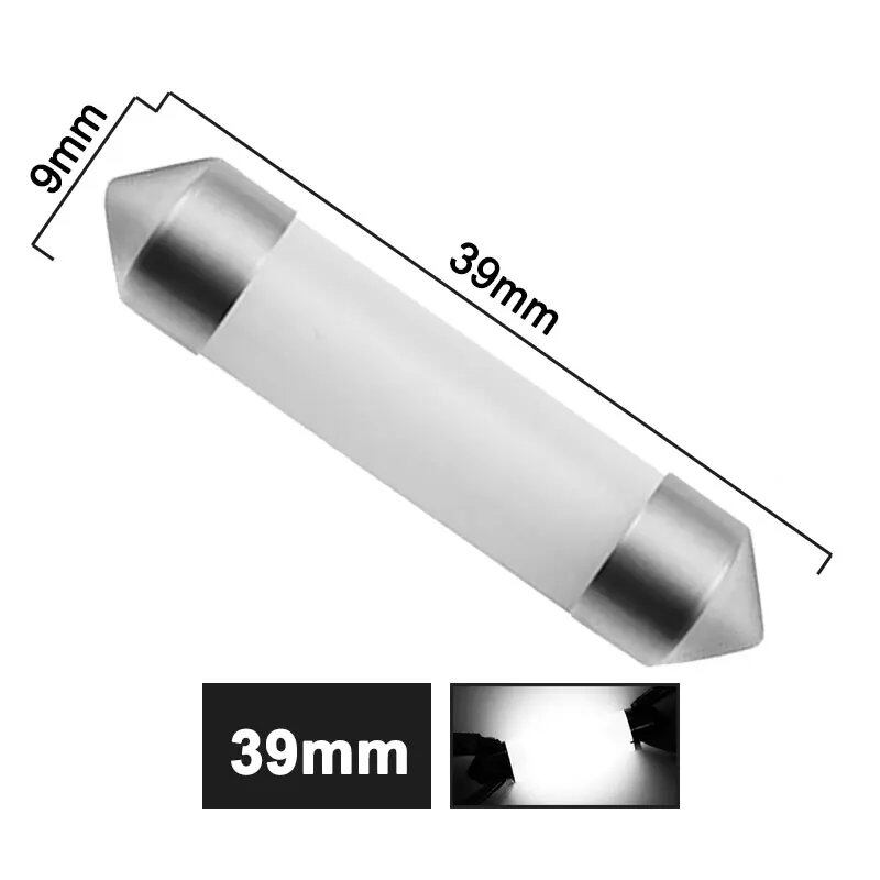 Pack of 1/4/10 C5W LED Bulbs, Festoon, 31mm, 36mm, 39mm, 41mm, C10W COB, 12V, 6500K White, for Car Interior Lights, Trunk Lights, License Plate Lights, Illumination Color: Parallel Import