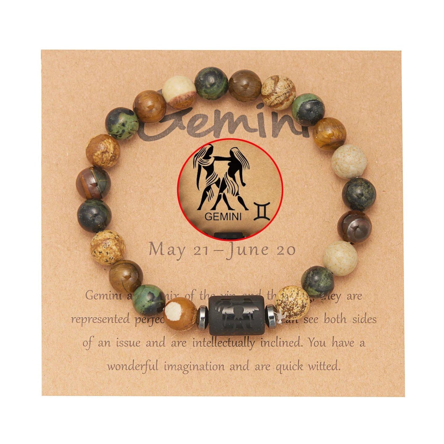 Natural Tiger Eye Beads 12 Zodiac Sign Bracelet for Men and Women, featuring Aries, Taurus, and Virgo. Metal Color: BR23Y0501 - Parallel Import