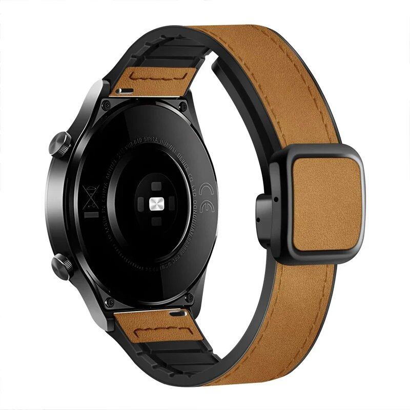 Huawei Watch GT 5 / GT 4 / GT 3 Pro / GT 2 対応 46mm 41mm レザーシリコンバンド 22mm ユニセックス ウォッチストラップ サイズ:22mmストラップ;バンドカラー: 並行輸入品