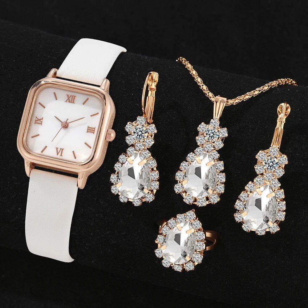 Set of 4 Simple Modern Watches with Leather Straps, Business Casual, Unisex, Quartz Movement, Parallel Import