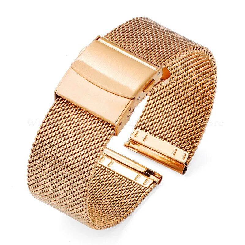 Universal Quick Release Watch Band, Stainless Steel, 0.6mm Milanese Strap, 12/14/16/18mm, 20mm, 22mm, 24mm, for Omega DW Straps, Band Color: mm, Parallel Import