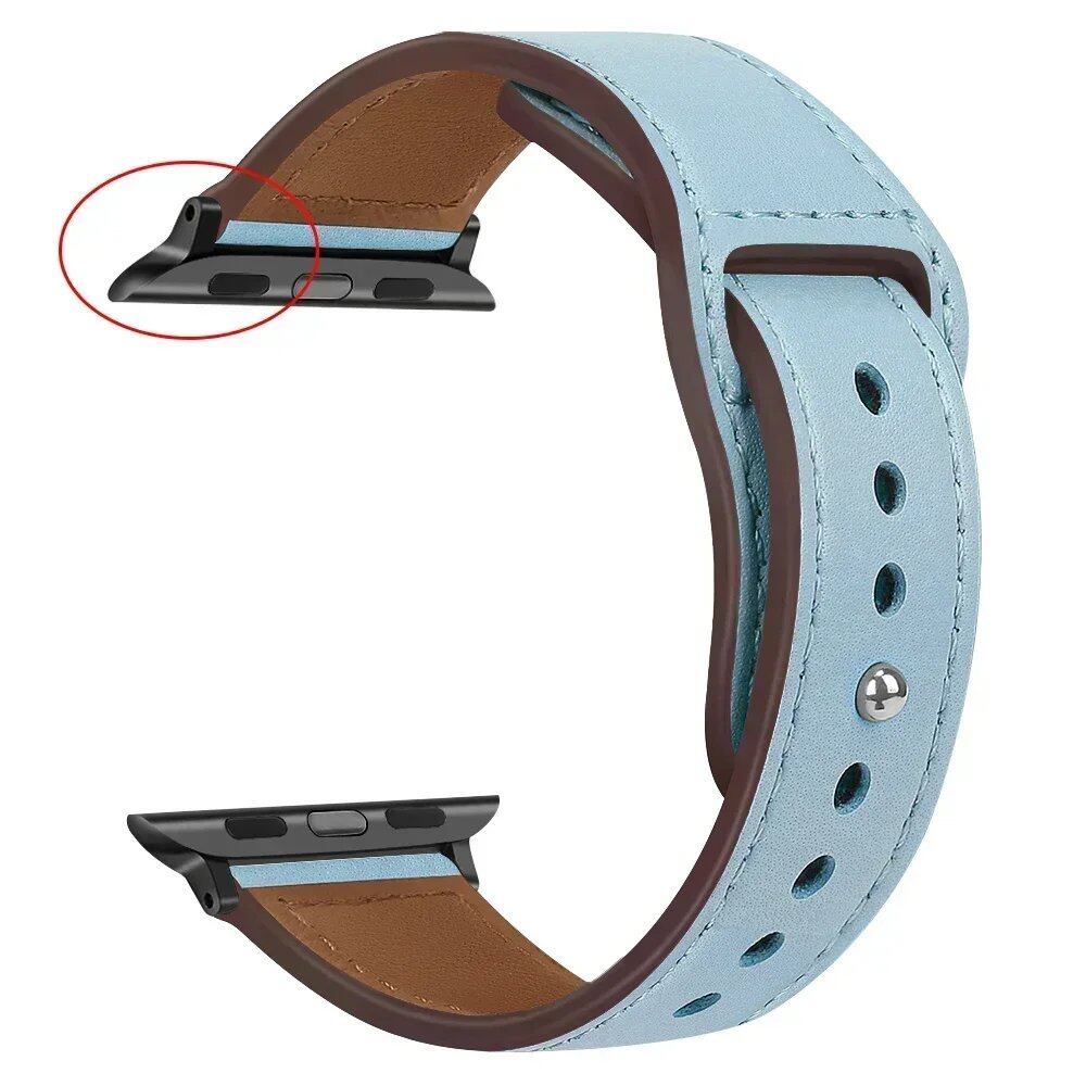 Leather Band for Apple Watch - Ultra 49mm/46mm, 44mm/40mm, 38mm/42mm, Sport Bracelet for iWatch Series 10/9/8/7/SE/6/5/3, 41mm/45mm Models, Band Color: Parallel Import