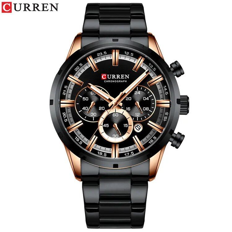 Karen Men's Watch with Blue Dial, Stainless Steel Band, Date Display, Waterproof, Luxury Business Watch, Imported