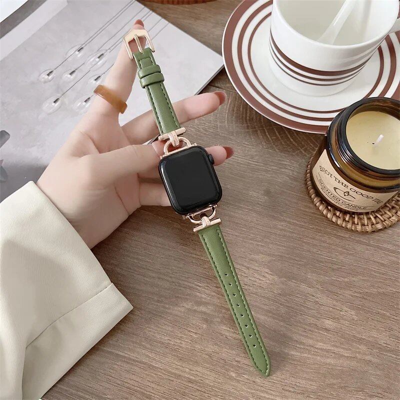 Genuine Apple Watch Leather Strap, Compatible with iWatch Series 8/7/6/SE/5/4/3, 44mm, 41mm, 45mm, 38-42-40mm, Ultra, and 49mm Bands. Parallel Import.