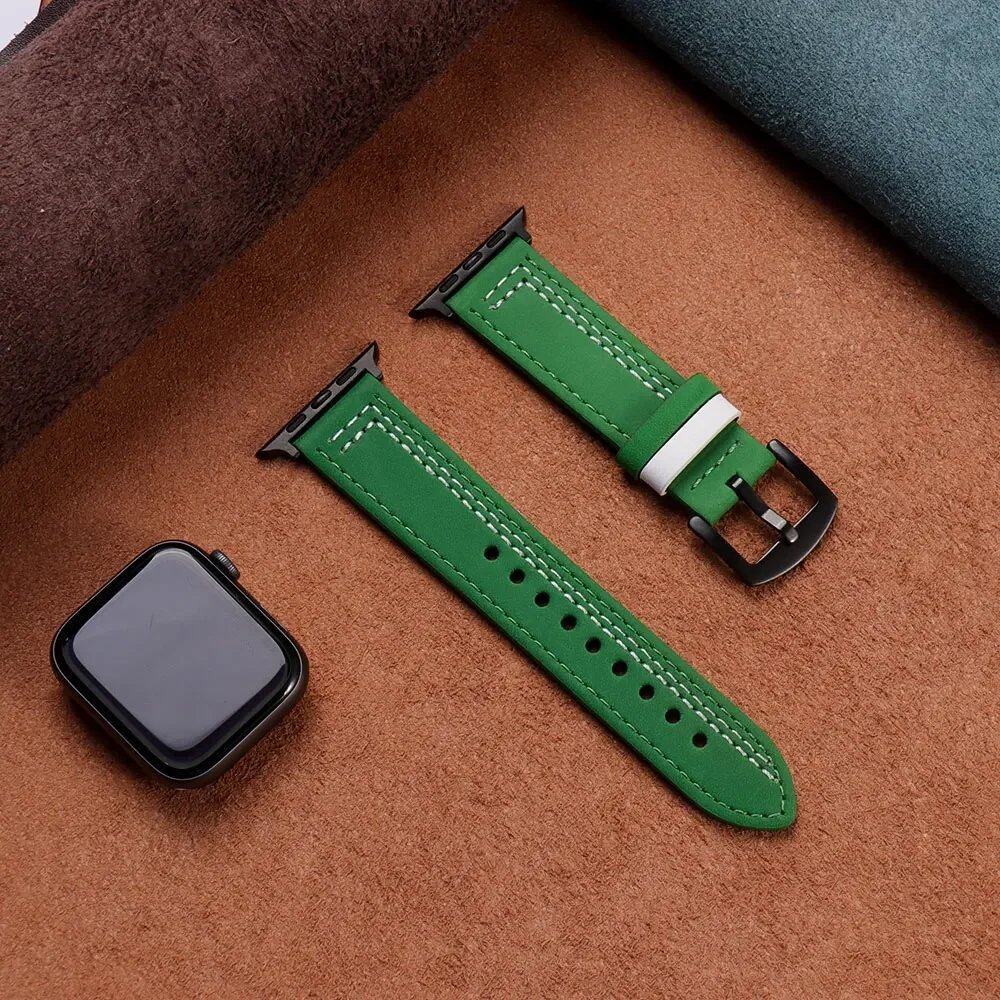 Apple Watch Leather Strap, Band, 46mm, 44mm, 45mm, 49mm, 41mm, 42mm, Accessories, Compatible with iWatch Series 5, 6, SE, 7, 8, Ultra, 9, 10, Band Color: mm, Parallel Import