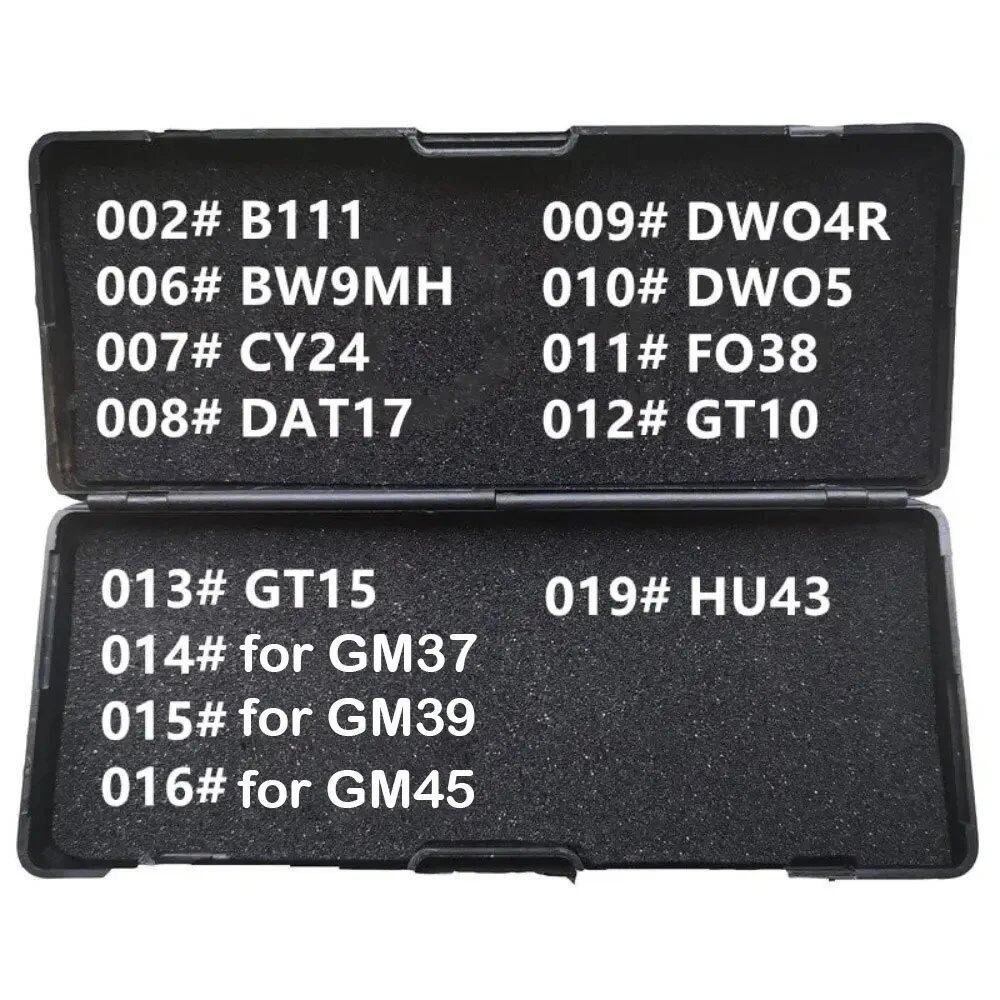 1-19 LiShi 2-in-1 Lock Picking Tool for B111, BW9MH, CY24, DAT17, DWO4R, DWO5, FO38, GT10, GT15, GM37, GM39, GM45, and HU43, Compatible with All Types, Parallel Import