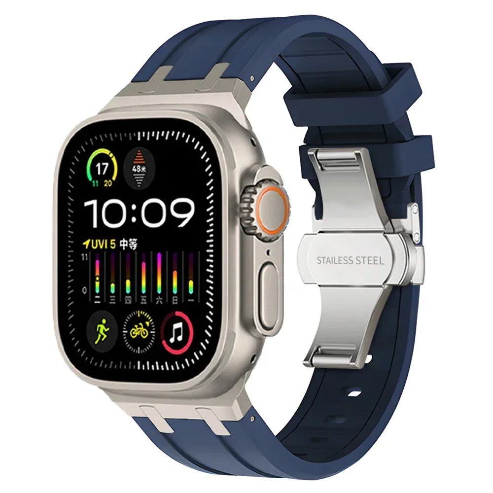 Soft Silicone Strap for Apple Watch Ultra 2/1, Series 10/9/8/7 (49mm/46mm/45mm) - Compatible with iWatch 6/5/4/SE (44mm) - Men's Rubber Band. Band Colors: 46mm, 44mm, 45mm, 49mm. Parallel Import.