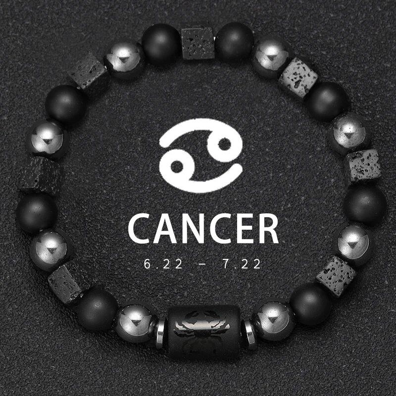 12 Zodiac Signs Bracelet with Natural Stones, Capricorn, Virgo, Leo, and Libra, for Men and Women, Couples, Friends, and Couples; Jewelry Gift; Length: 18-19cm, Parallel Import