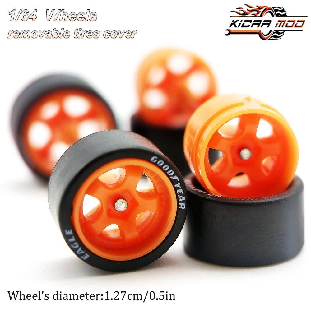 1/64 Scale Work S1 Rubber Tire Wheels, Large Size, Diecast Model Car Modification Parts for Hot Wheels, Matchbox, and Tomica, D:13mm, 1 Set, Parallel Import