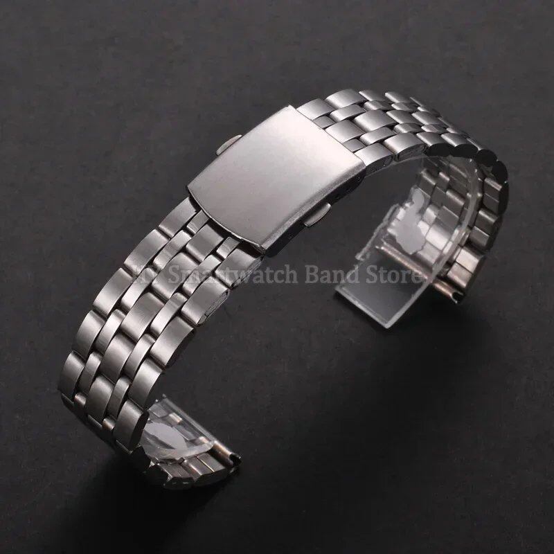 18mm, 20mm, 22mm Stainless Steel Watch Band Replacement for Men and Women, Sports Wristband, Heavy-Duty Folding Buckle, Bracelet Accessory, Band Color: Silver, Parallel Import