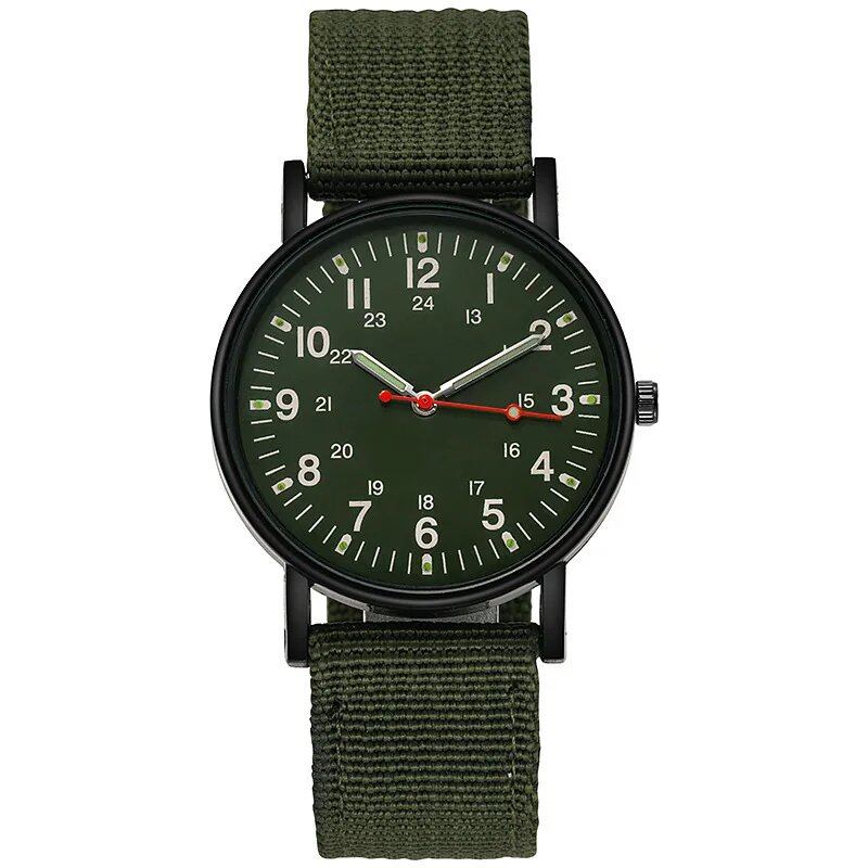 YIKAZE Military Men's Watch, Waterproof and Shock-Resistant, Military Sports Watch with Canvas Strap, Simple Outdoor Quartz Movement, Parallel Import