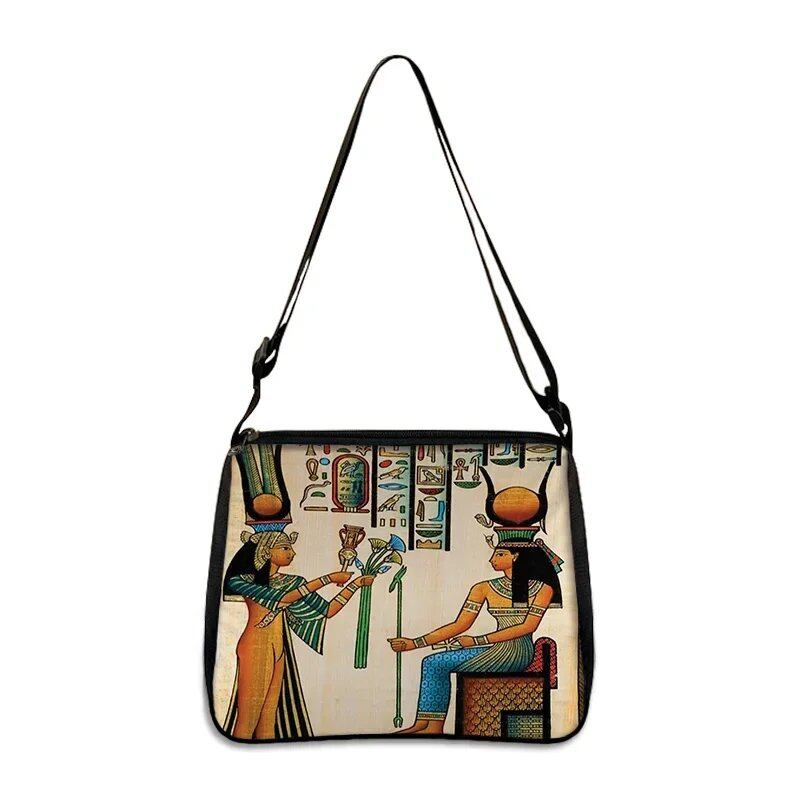 古代エジプトアートプリント ハンドバッグ エジプト ファラオ レディース クロスボディバッグ ホルス アヌビス 脇掛けバッグ ギフト デイリー カジュアルバッグ サイズ:2 並行輸入品