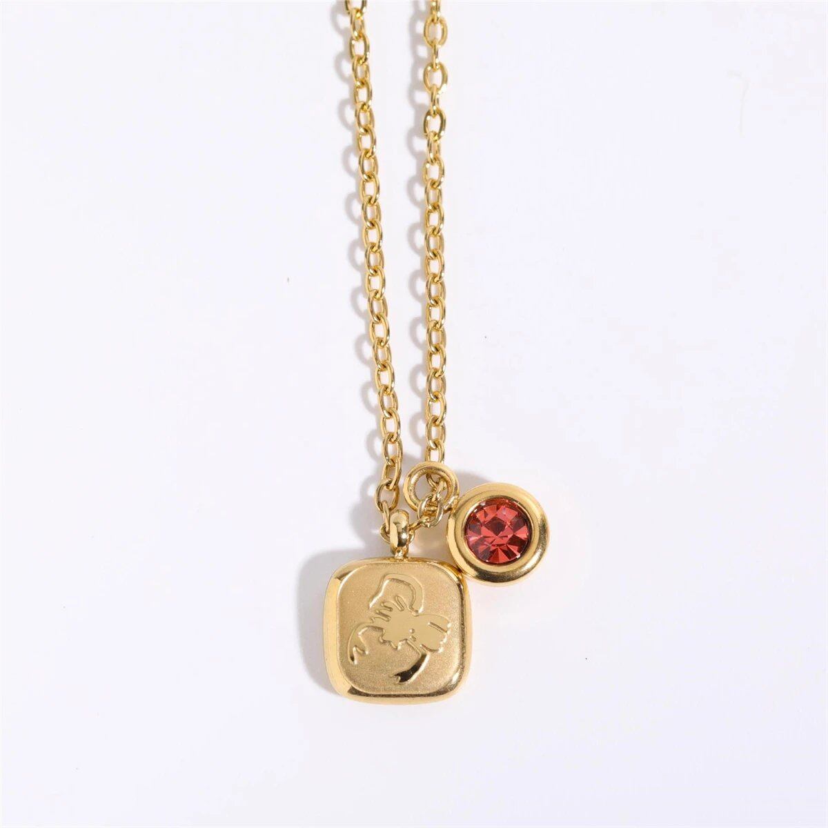 Titanium steel classic necklace with December birthstone pendant and 12 zodiac signs high collar neck chain, 18K gold infurness, 40cm length; Metal Color: ; Ships from: Parallel import