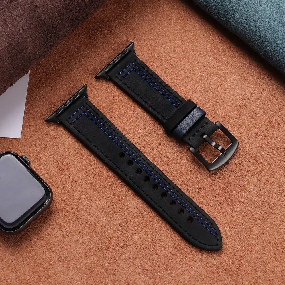 Apple Watch Leather Strap, Band, 46mm, 44mm, 45mm, 49mm, 41mm, 42mm, Accessories, Compatible with iWatch Series 5, 6, SE, 7, 8, Ultra, 9, 10, Band Color: mm, Parallel Import