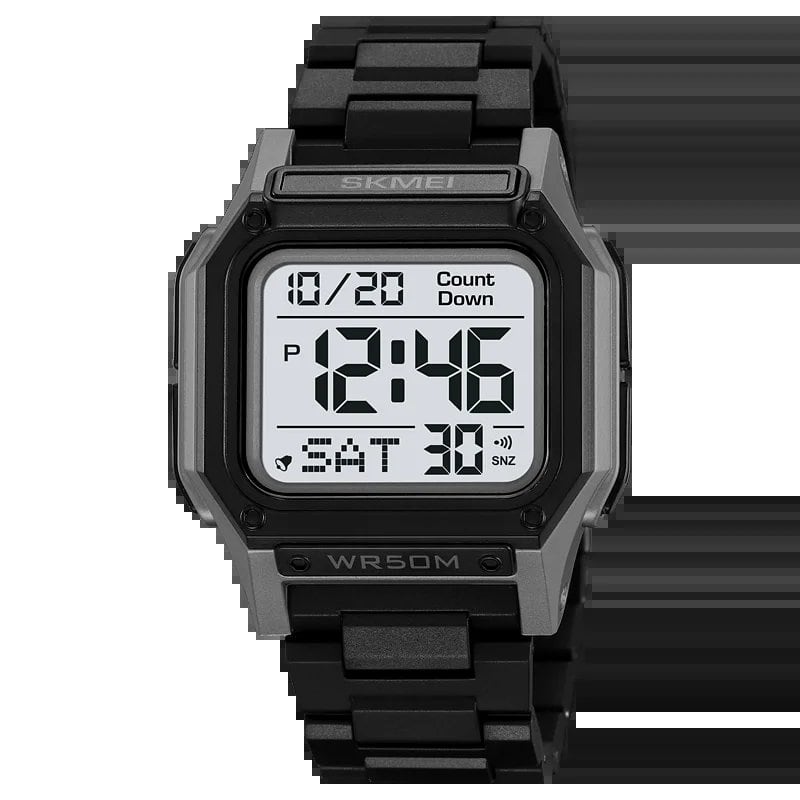 SKMEI Men's Waterproof Sports Watch with Countdown Stopwatch, Digital Watch, Dual Time Display, Fashionable Men's Clock; Imported