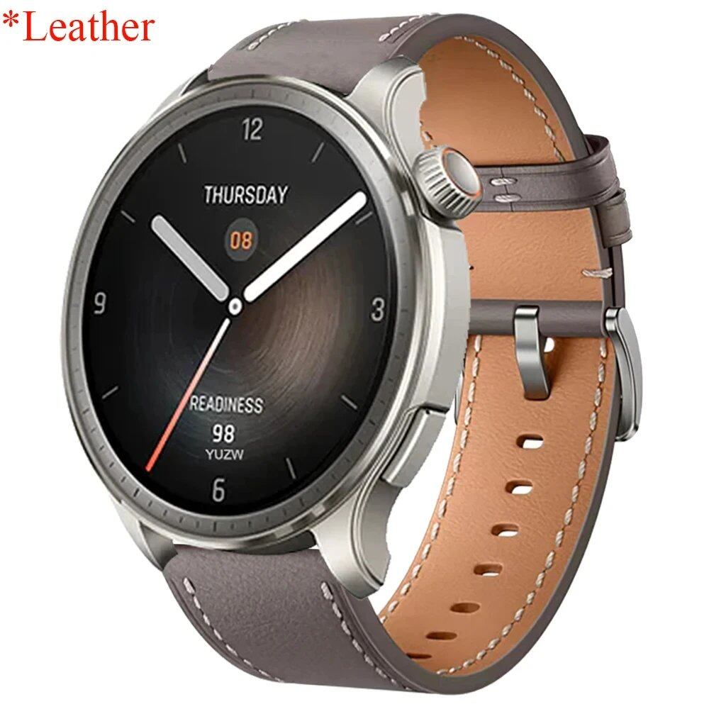 Compatible with Huami AMAZFIT BALANCE/CHEETAH Band, Amazfit BIP5, GTR 4/3 Pro (42mm/47mm), GTS 4/3, 20mm/22mm Soft Leather Strap Business Wristband, Band Color: mm, Parallel Import