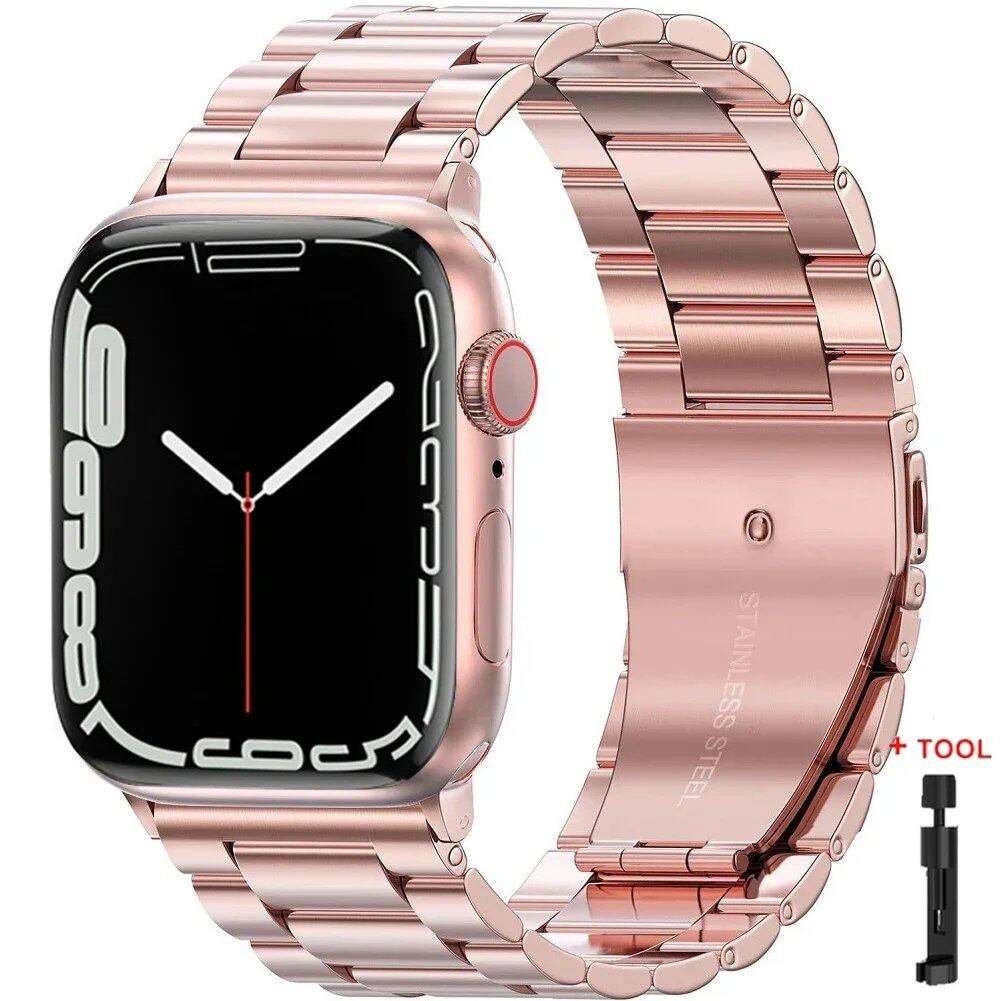 Stainless Steel Metal Band for Apple Watch Ultra 2 (49mm), S10 (46mm), 42mm, 45mm, 41mm, and 44mm - Compatible with iWatch Series 10, 9, 8, 7, SE, 6, 5, 4, and 3. Band Color: Imported