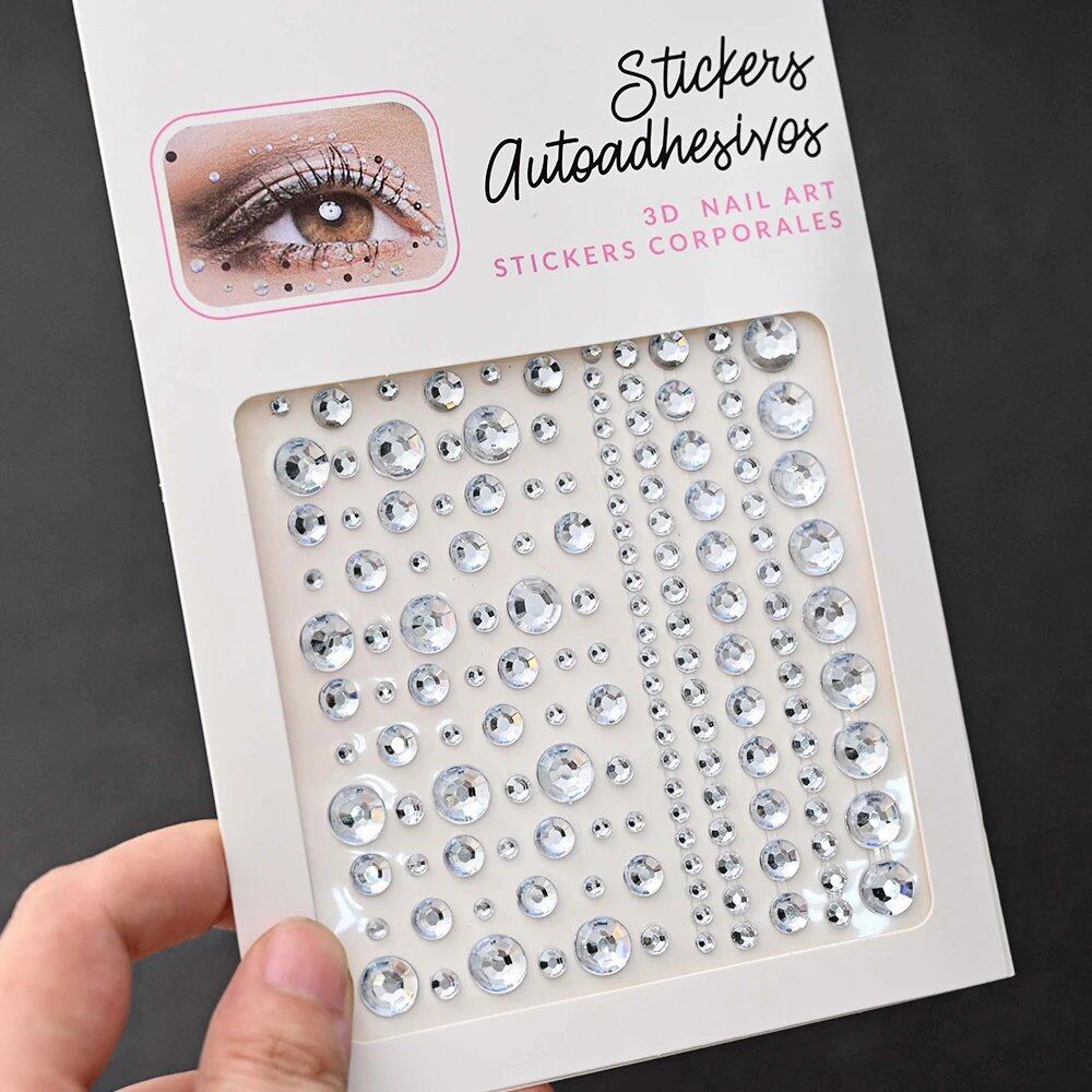 1/5 Random Color Glitter Face Tattoo Stickers for Kids, Sparkly Diamonds, for Costume Parties, Makeup, DIY Tattoo Decals, Parallel Import