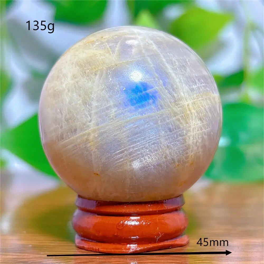 Moonstone Sphere Crystal, Natural Quartz Stone, Home Decor, Mineral, Reiki, Craft, Gift, Energy, Healing, Spiritual, Love, with Stand, Parallel Import