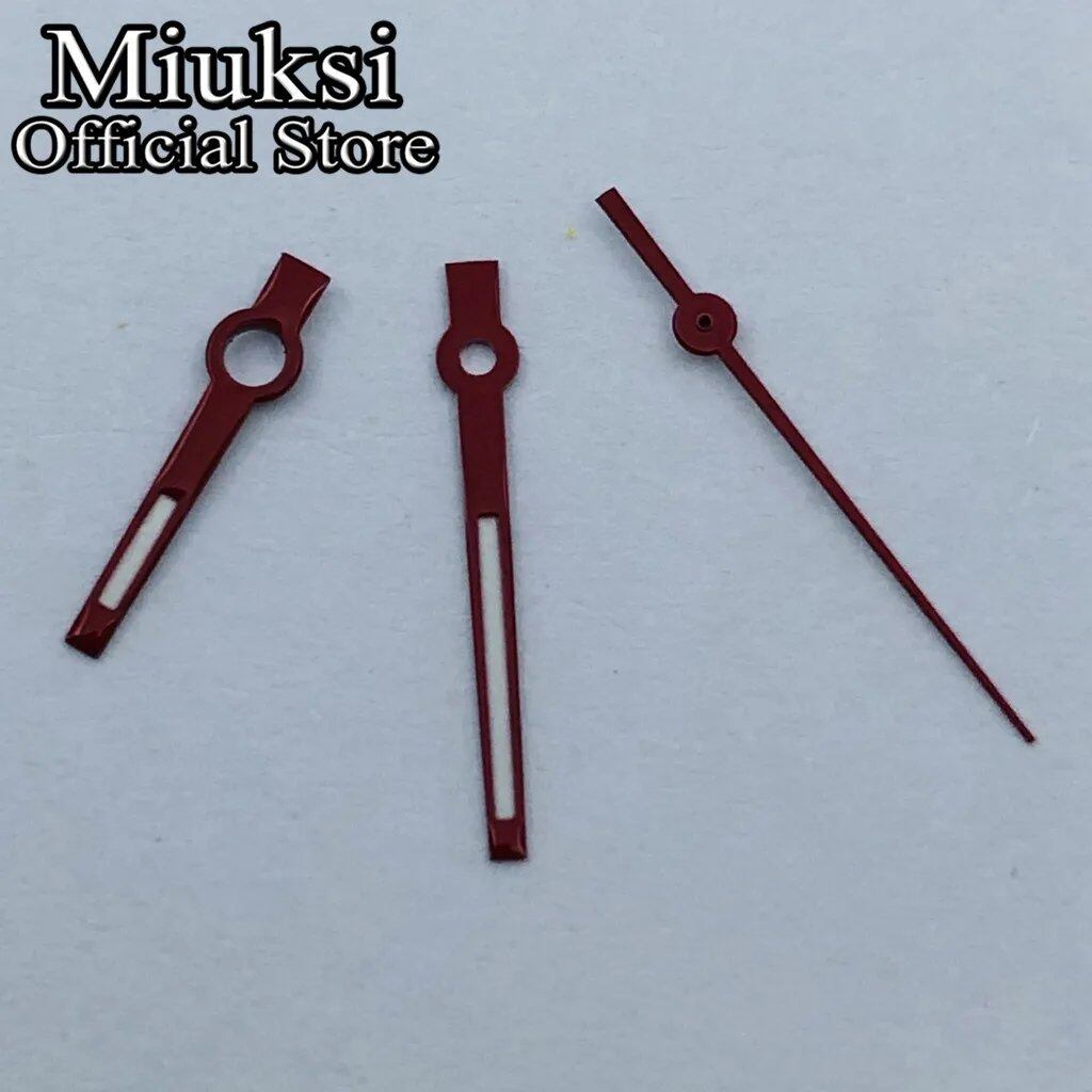 Miukushi Silver, Rose Gold, Blue, Black, Red Watch Hands with Green Luminous Hands, Compatible with NH35, NH36, ETA2824, 2836, PT5000, and Miyota 8215 Movements, Parallel Import